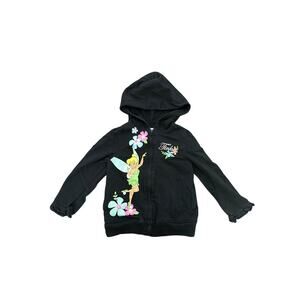 Disney Tinkerbell Vintage Zip Up Black Hoodie Girls Size 4T